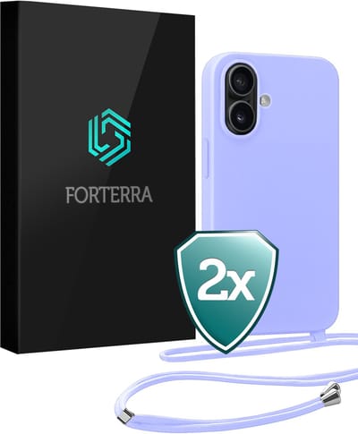 Hoesje Geschikt voor iPhone 17 Case Siliconen Hoes Met Koord - Hoes Geschikt voor iPhone 17 Met Telefoonkoord Hoesje Backcover - Lila - 2 PACK