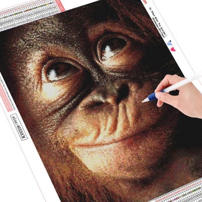 Diamantborduur Schilderij Aap 5d Diamant Mozaïek Dier DIY Diamant Schilderen 20X30 brown