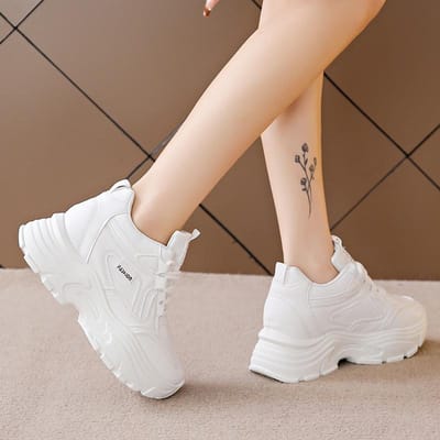 Lente Nieuwe Stijl Modieus, Comfortabel, Slijtvast, Been-accentuerende Kleine Casual Sportieve Witte Schoenen, Streetstyle 37 beige
