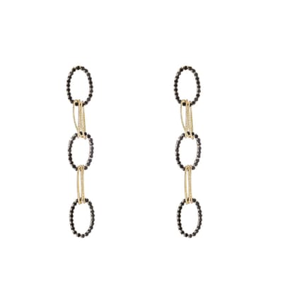 Day&Eve by Go Dutch Label Oorknoppen Ovaal Link Witte Stenen Zwart