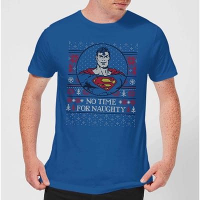 Superman May Your Holidays Be Super Men's Christmas T-Shirt - Royal Blue - M
