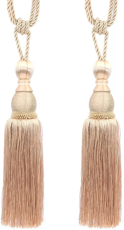 JHUBERS- Gordijnhouders Handgeweven - Decoratieve Accessoires - Gordijn Clips - Muurbevestiging - Eenvoudig te Gebruiken - Totale Lengte 77 cm - Gordijnclips