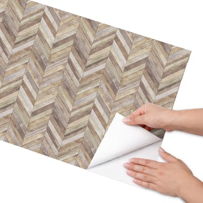 Coloray Meubel Wrap Folie - Bruin Meubelfolie - 50x100 cm - Meubel Wrap Folie Tijdloos visgraatmotief - Plakfolie Meubels - Rustiek Meubelfolie - Decoratiefolie Zelfklevend - Slaapkamer decoratie - Achtergronden en patronen