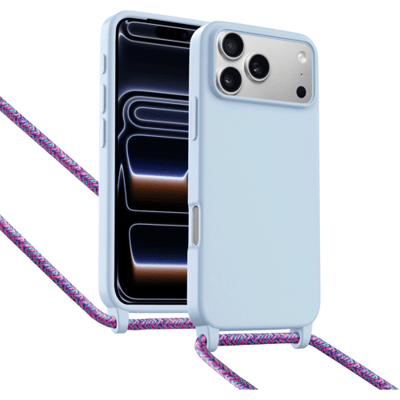 ShieldCase Hoesje met telefoonkoord (paars) geschikt voor iPhone 17 Pro Max - Case met nekkoord - Slanke cover voor extra bescherming