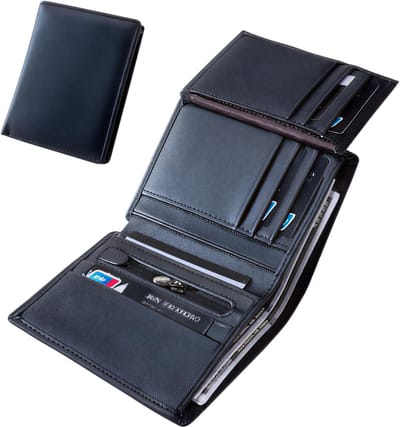 Heren Portemonnee – Portemonnee Heren RFID – Portefeuille voor Heren met Creditcardhouder, Geldvak & Vintage Verticaal Design- ZWART
