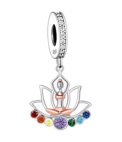 Yoga Chakra Bedel 925 Zilver - Lotus - Zirkonia - RomyStones