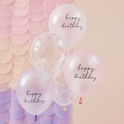 Ginger Ray Happy Birthday ballonnen - 5 stuks - verjaardag - latex bALLONNEN MET TEKST HAPPY BIRTHDAY