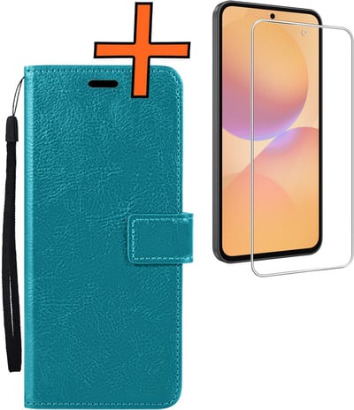 Hoes - Met Screenprotector - Geschikt voor Samsung Galaxy A36 - Luxe Pasjeshouder - Bookcase Portemonee - Flip Case - Kunstleer Book Case - Flipcase - Book Cover - Walletcase - PortemonneeHoes - Turquoise