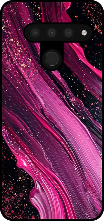 Smartphonica Telefoonhoesje Geschikt voor LG V50 met marmer opdruk - TPU backcover case marble design - Paars Roze geschikt voor LG V50