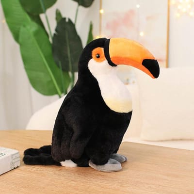 Zoals Echte Vogel Pop Gevuld Zacht Zwarte Toekan Gele Parkiet Papegaai Pluche Speelgoed Huisdecoratie Verjaardag Kinderen Cadeau 26cm