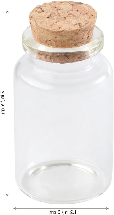 Mini Glazen Opbergflesjes met Kurk, Set van 20, 30 x 50 mm, 20 ml, Ideaal voor Thee, Kruidens, en Decoratie
