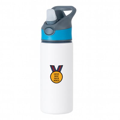 Hacebo® - liefste nicht van de wereld waterfles met rietje blauw - Nicht - de liefste nicht - verjaardagscadeau - verjaardag - cadeau - cadeautje voor nicht - nicht artikelen - kado - geschenk - gift - water fles - 650ML