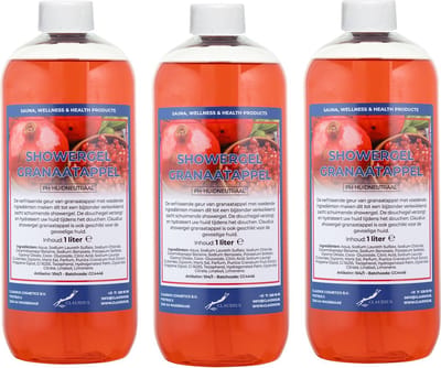 Claudius Douchegel Granaatappel 1 liter - set van 3 stuks - Showergel