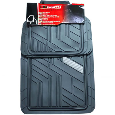 Einparts Rubberen Automatten, 4 Stuks, Pvc Met Zilverkleurige Strip