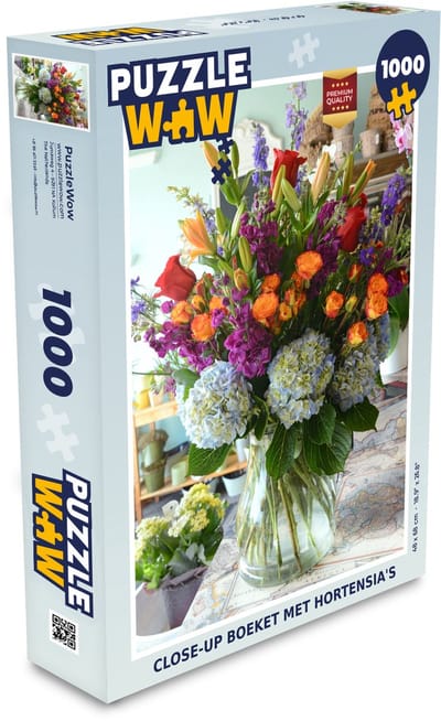 Puzzel Close-up boeket met hortensia's - Legpuzzel - Puzzel 1000 stukjes volwassenen