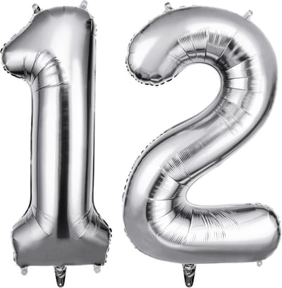 Grote Zilveren Folieballon Nummer 12 - 100cm Helium Ballonnen voor Verjaardag en Feestdecoratie