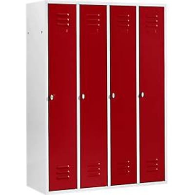 Schäfer Shop Select Kledinglocker met 4 compartimenten, draaigrendelslot, lichtgrijs/rood