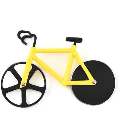 Roestvrij Staal Pizza Mes Twee-wiel Fiets Vorm Pizza Snijmes Pizza Gereedschap Fiets Rond Pizza Snijder Messen Keukengereedschap yellow