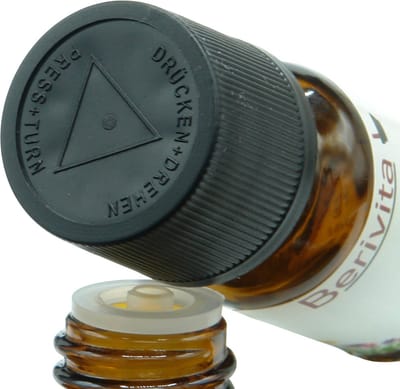 Kindveilige Druppeldoppen DIN18 0,7mm voor etherische olie - 50 stuks - Zwart - Tastbare Gevarenaanduiding