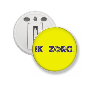 Button Met Clip 58 MM - Ik Zorg - Geel