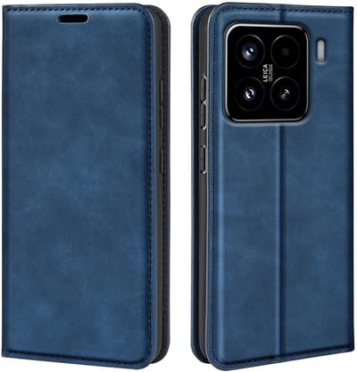 MobyDefend Hoesje - Geschikt voor Xiaomi 15 - Luxe Wallet Bookcase (Magnetische Sluiting) - Blauw