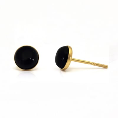 ARLIZI 2138 Oorbellen zwart onyx cabochon oorstekers - verguld - 6 mm