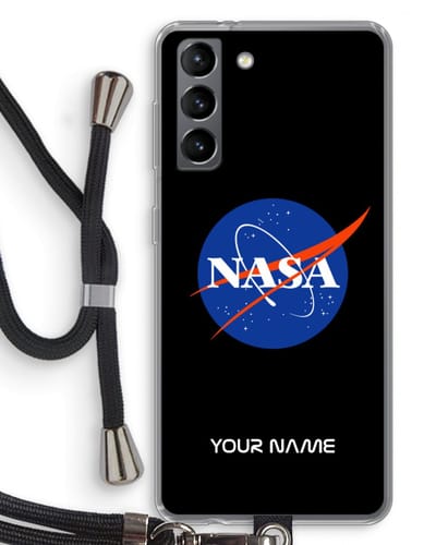 Gepersonaliseerd - Case Company® - Hoesje met koord geschikt voor Samsung Galaxy S21 hoesje met Koord - NASA - Telefoonhoesje met Zwart Koord - Bescherming aan alle Kanten en Over de Schermrand