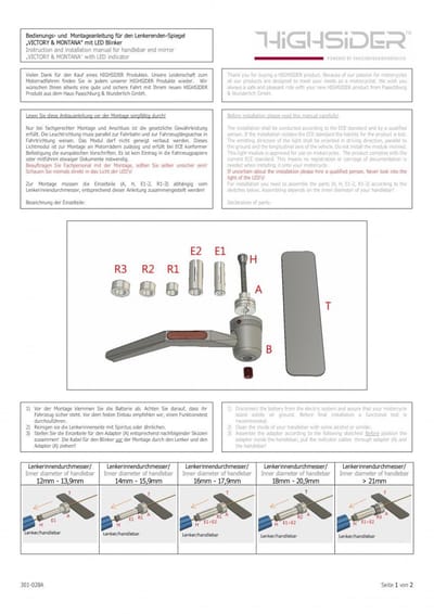 Rétroviseur réversible suspendu Victory-Blast Highsider pour moto 301-127 Neuf