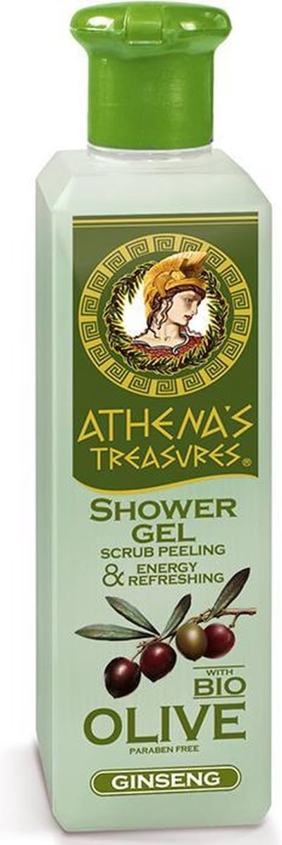 Athena’s Treasures Mild Shower Gel-Scrub – Zachte Reiniging & Verjongende Verzorging met Olijfblad & Ginseng