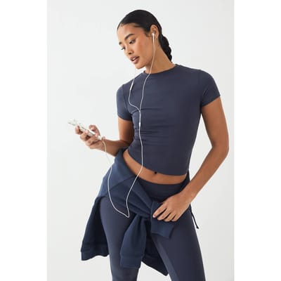 Dames DSGN Studio Ultra Sculpt Korte Mouwen Top | Midnight Blue | Maat: Large