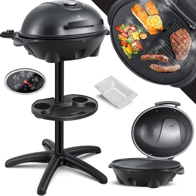 KESSER® Elektrische Barbecue XXL 2in1 Tafelgrill 2400W - Staande BBQ Grill met deksel en Thermometer Grillplaat - Zwart