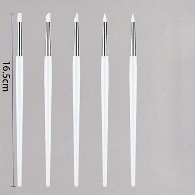 5 Stuks/Set Siliconen Nail Art Pen Kwast UV Gel Polish Tip 3D Acryl Bloem Carving Embossing DIY Stippen Polijst Kwasten Sculptuur Pen DIY Manicure Gereedschap