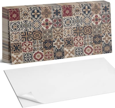 Coloray Plaktegels - Mozaïekpatronen in de lay-out Zelfklevende Wandtegels - 40 cm x 20 cm - Bruin Plaktegels - 10 stuks - Rechthoek PVC Tegels - Plaktegels Badkamer - Vloertegels Zelfklevend - Vinyltegels Vloer Zelfklevend - Portugese Tegels