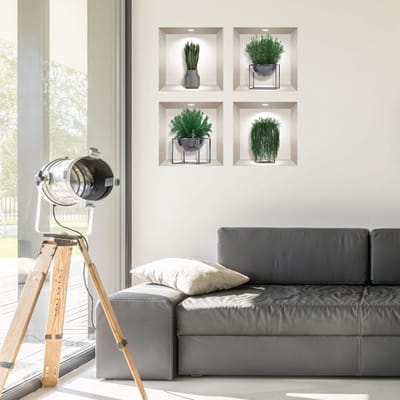 3D-effect stickers van vetplanten, 60 x 60 cm