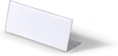 Tafelnaambord - Naamplaat Bureau - Professioneel Presenteren - L-vormige standaard - 61 x 150 mm - Transparant
