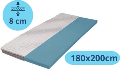 Densi - Topmatras - 180x200 - Topdekmatras - Topper - Topmatras - Memo Blue Opencell Traagschuim - Klimaband - CertiPUR® Gecertificeerd - Medium Hardheid - 8 CM Dik