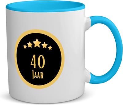 Akyol - 40 jaar koffiemok - theemok blauw - Hoera 40 jaar - iemand die 40 jaar is geworden of 40 jaar lang een relatie hebben of getrouwd zijn - verjaardagscadeau - verjaardag - cadeau - kado - geschenk - relatie - trouwdag - jubileum - 350 ML inhoud