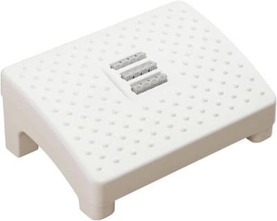 Voetensteun Bureau - Voetenbankje Ondersteuning - Comfortabel Zitten - Verstelbaar met Massage - 40 x 26 x 15 cm - Wit