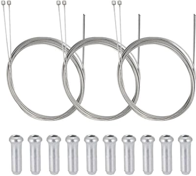 Dailygoods- Fietsderailleurkabel 2 m - Universele Schakelkabel - Fietssnelheidskabel - Edelstaal - 6 Stuks - 10 Adereindhulzen - Fietskabel