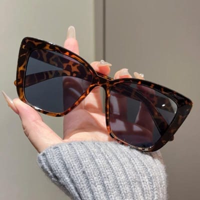 Trendy Grote Montuur Cat Eye Zonnebril Voor Dames Heren Retro Vierkante Zonnebril UV400 Bescherming Bril Mode Bril Schaduwen