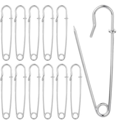 Grote Veiligheidsspelden 5,8 cm - 12 Stuks in Zilver IJzer voor Naai- en Knutselprojecten