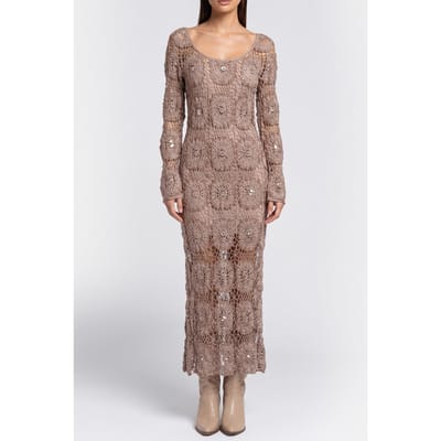 GUESS Charli Crochet Dress Velvet Taupe Taglia: 40 | Maxi abiti Outlet | Donna | Nero