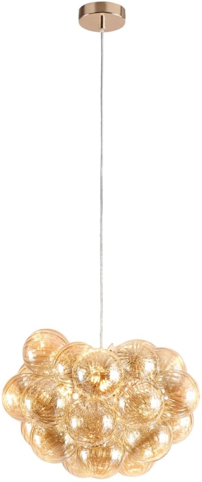 Kosilum - Maeli - Hanglamp - Roségoud en amberkleurig - Metaal en glas