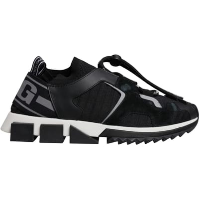 Dolce & Gabbana Zwarte Mesh Sorrento Trekking Sneakers Schoenen