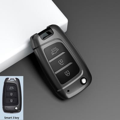 Coque de clé rabattable pour voiture Coque Support Porte-clés Pour Hyundai Elantra Solaris Tucson I30 I35 I40 Kona Genesis Santa Fe Azera Accessoires black