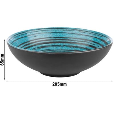 GGM Gastro (6 Stück) Schale - CANCUN - Melamin - 1 Liter - Ø 205mm - Braun/Blau
