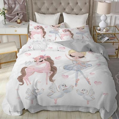 Parure de lit princesse pour enfants, jolie parure de lit 150 x 200 cm, housse de couette et taie d'oreiller, motif château, pour lit simple, 200 x 200 cm. 135x200cm 2pcs