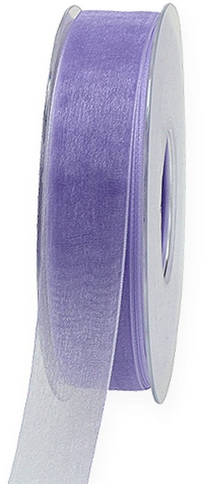 Organza lint cadeaulint paars lint zelfkant 25mm 50m