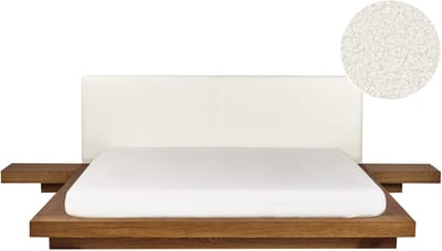 ZEN - Tweepersoonsbed - Lichthout - 180 x 200 cm - Bouclé
