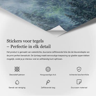 Wallfluent Tegelstickers - Bloemenpatroon Tegelfolie - Set van 24 stuks 20 x 20 cm - Marine Tegelfolie Keuken - Bloemen En Planten Tegelstickers WC
